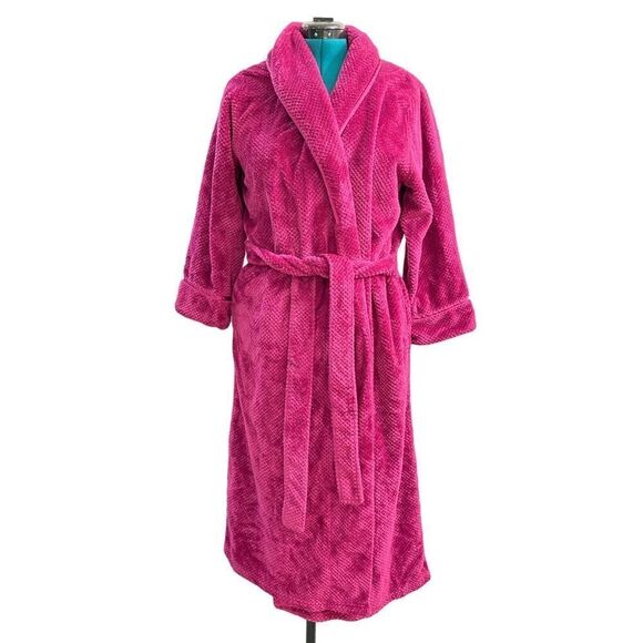 Charter Club Intimates Raspberry Long Robe Cozy Comfy Super Soft Size L - Picture 2 of 10